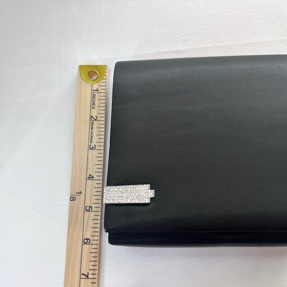 Bechamel Black Satin Evening Purse Snap Closure Mirror Rope Style Shoulder Strap - Picture 8 of 8